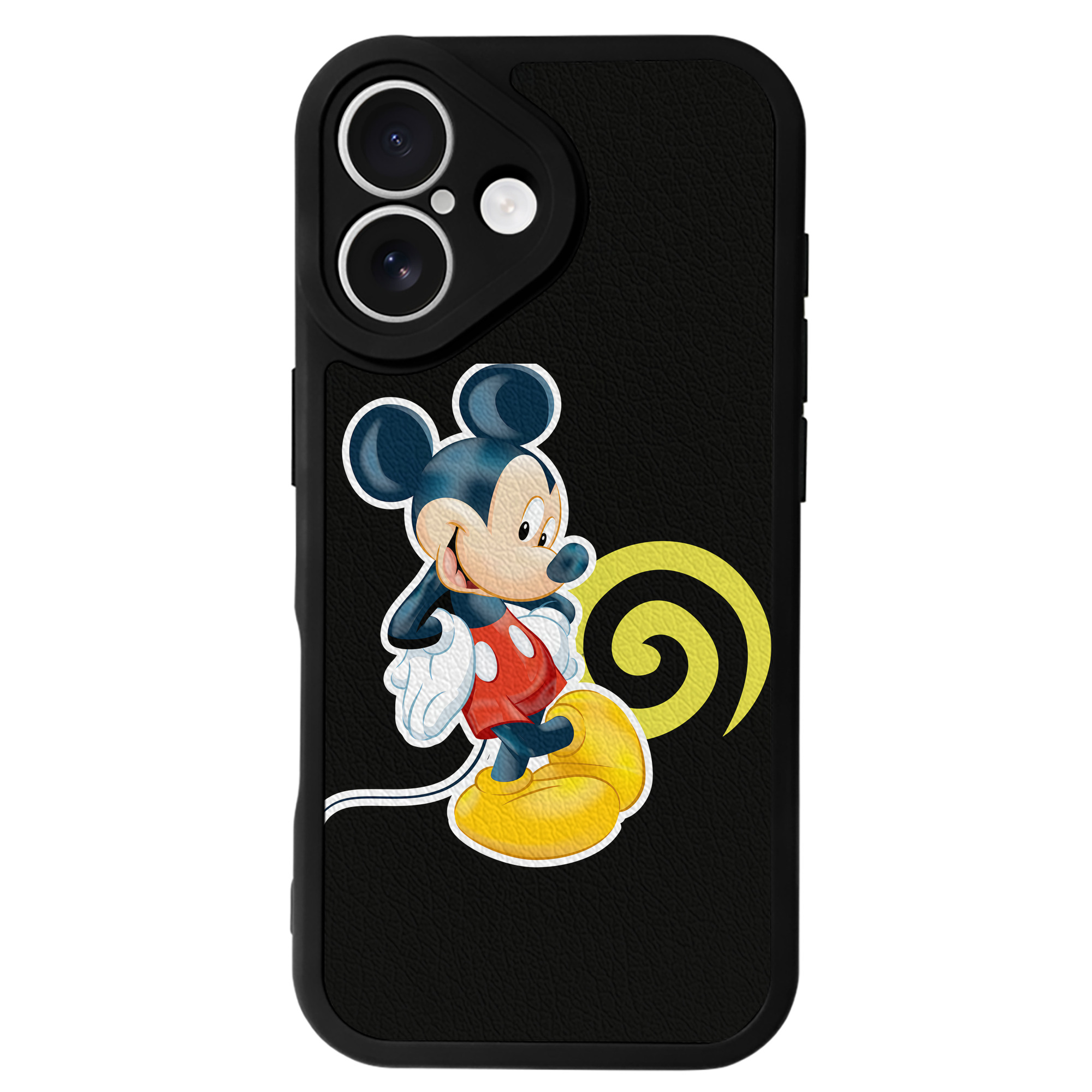 （画像用） ミッキーマウス Mickey Mouse 【iPhone 16シリーズ対応】シリコンスマホケース（レザー調） 材質：シリコン